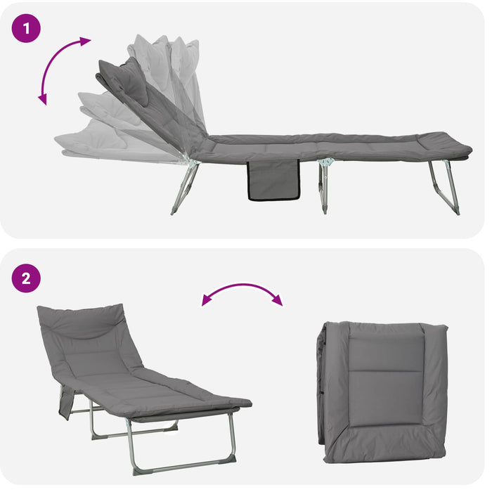 Șezlong pliabil cu perne 2 pcs Antracit WALTI