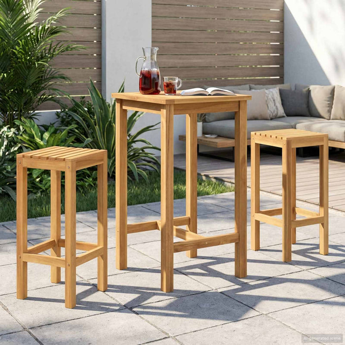 Set de bar pentru exterior 3 pcs Netratat Lemn solid de tec WALTI