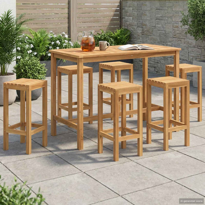 Set de bar pentru exterior 7 pcs Netratat Lemn solid de tec - WALTI WALTI