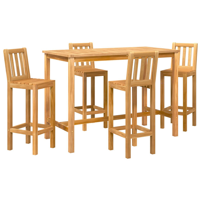 Set de bar pentru exterior 5 pcs natural Lemn solid de tec WALTI