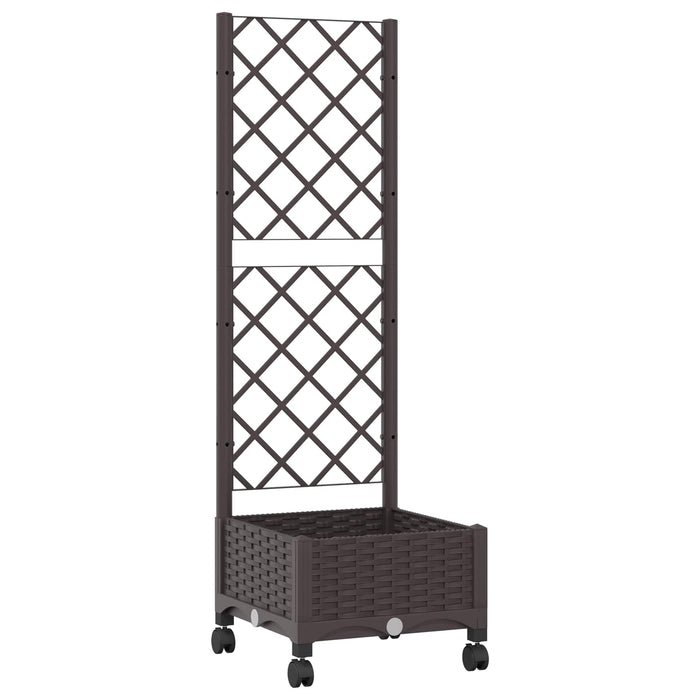 Vază de gradină cu spalier și roți Maro 40 x 40 x 131,5 cm PP WALTI