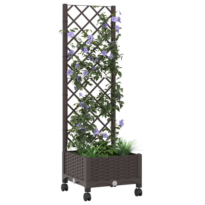 Vază de gradină cu spalier și roți Maro 40 x 40 x 131,5 cm PP WALTI