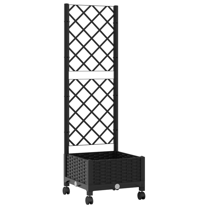 Vază de gradină cu spalier și roți Negru 40 x 40 x 131,5 cm PP - WALTI WALTI