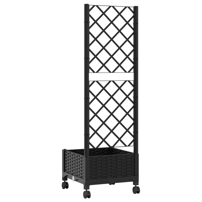 Vază de gradină cu spalier și roți Negru 40 x 40 x 131,5 cm PP - WALTI WALTI