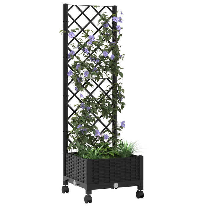Vază de gradină cu spalier și roți Negru 40 x 40 x 131,5 cm PP - WALTI WALTI