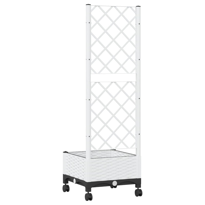 Vază de gradină cu spalier și roți Alb 40 x 40 x 131,5 cm PP WALTI