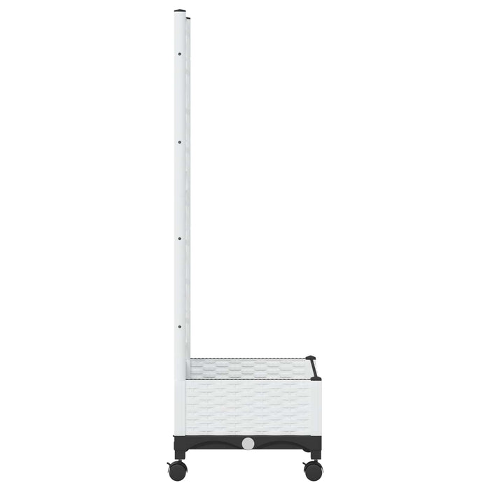 Vază de gradină cu spalier și roți Alb 40 x 40 x 131,5 cm PP WALTI
