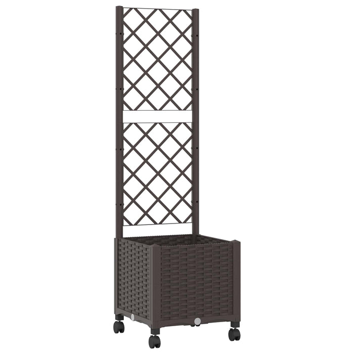 Vază de gradină cu spalier și roți Maro 40 x 40 x 146 cm PP WALTI