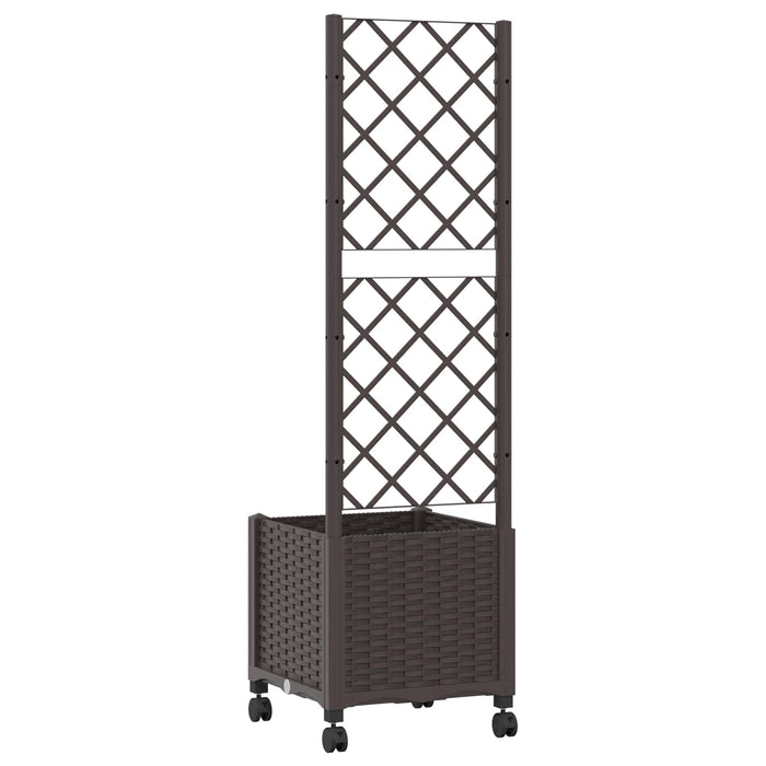 Vază de gradină cu spalier și roți Maro 40 x 40 x 146 cm PP WALTI