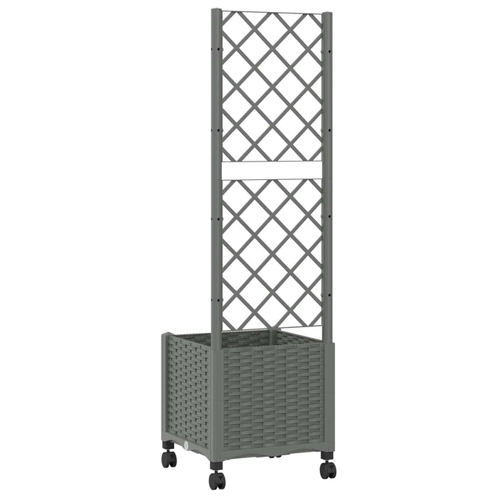 Vază de gradină cu spalier și roți Gri deschis 40 x 40 x 146 cm WALTI