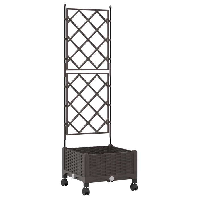 Vază de gradină cu spalier și roți Maro 40 x 40 x 131,5 cm PP WALTI