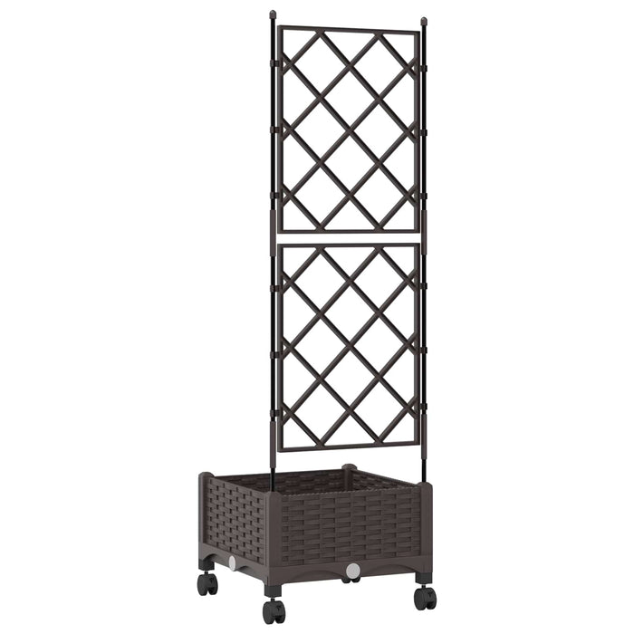 Vază de gradină cu spalier și roți Maro 40 x 40 x 131,5 cm PP WALTI