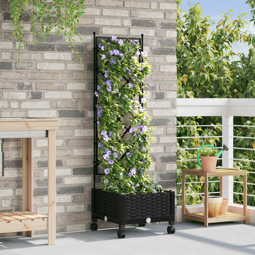 Vază de gradină cu spalier și roți Negru 40 x 40 x 131,5 cm PP - WALTI WALTI