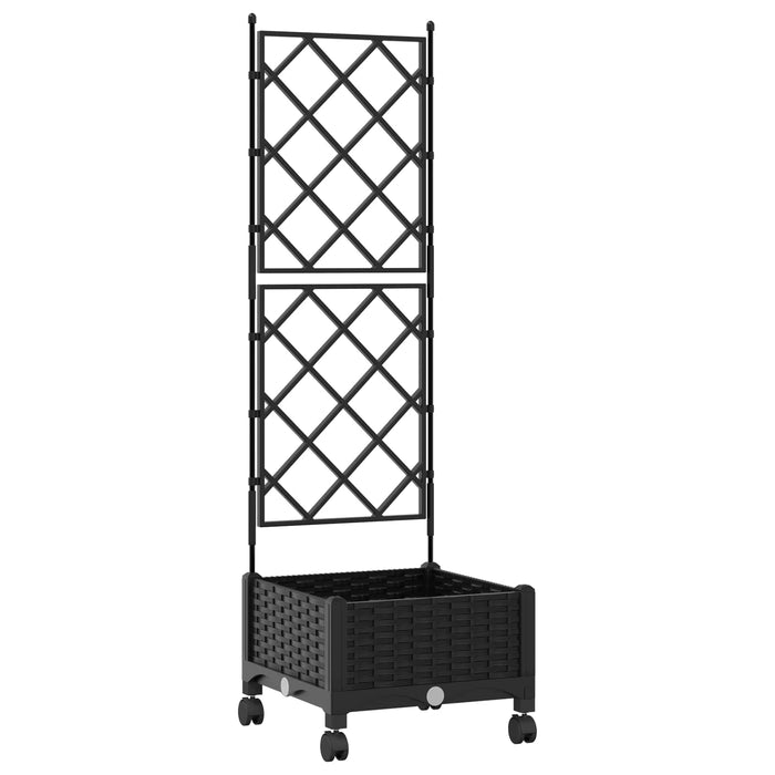 Vază de gradină cu spalier și roți Negru 40 x 40 x 131,5 cm PP - WALTI WALTI