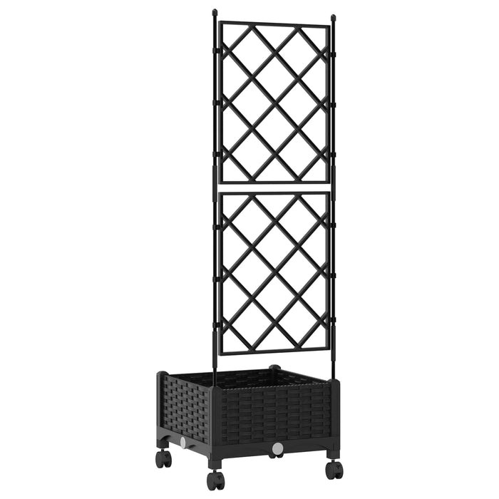 Vază de gradină cu spalier și roți Negru 40 x 40 x 131,5 cm PP - WALTI WALTI