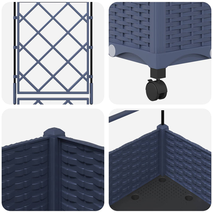 Vază de gradină cu spalier și roți Gri 40 x 40 x 131,5 cm PP - WALTI WALTI