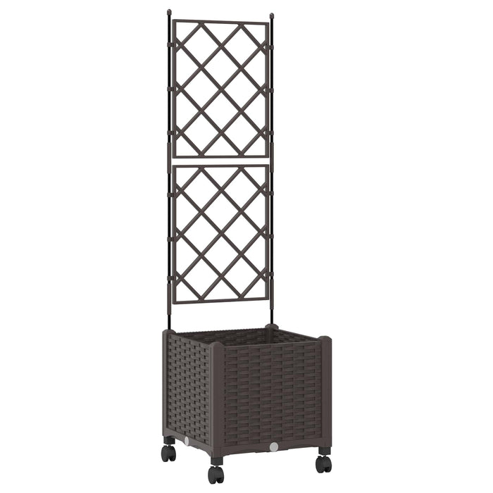 Vază de gradină cu spalier și roți Maro 40 x 40 x 149 cm PP WALTI