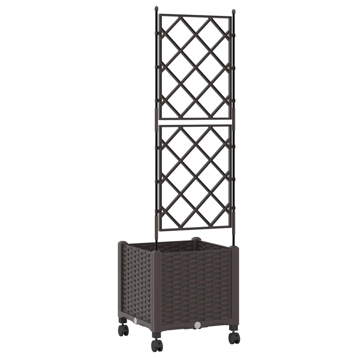 Vază de gradină cu spalier și roți Maro 40 x 40 x 149 cm PP WALTI