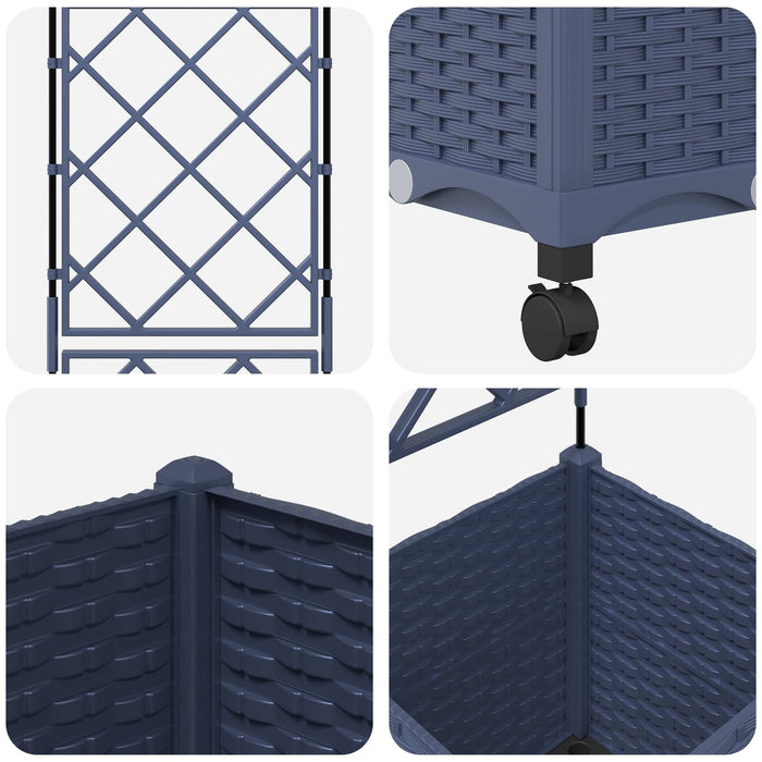 Vază de gradină cu spalier și roți Gri 40 x 40 x 149 cm PP - WALTI WALTI