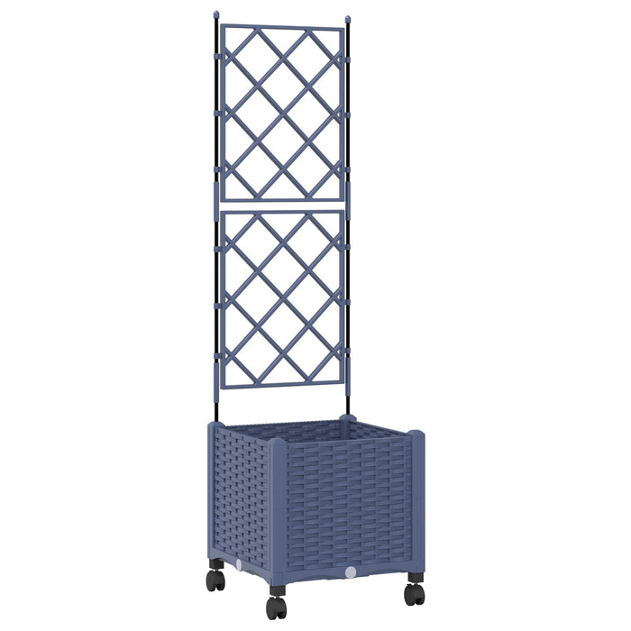 Vază de gradină cu spalier și roți Gri 40 x 40 x 149 cm PP - WALTI WALTI