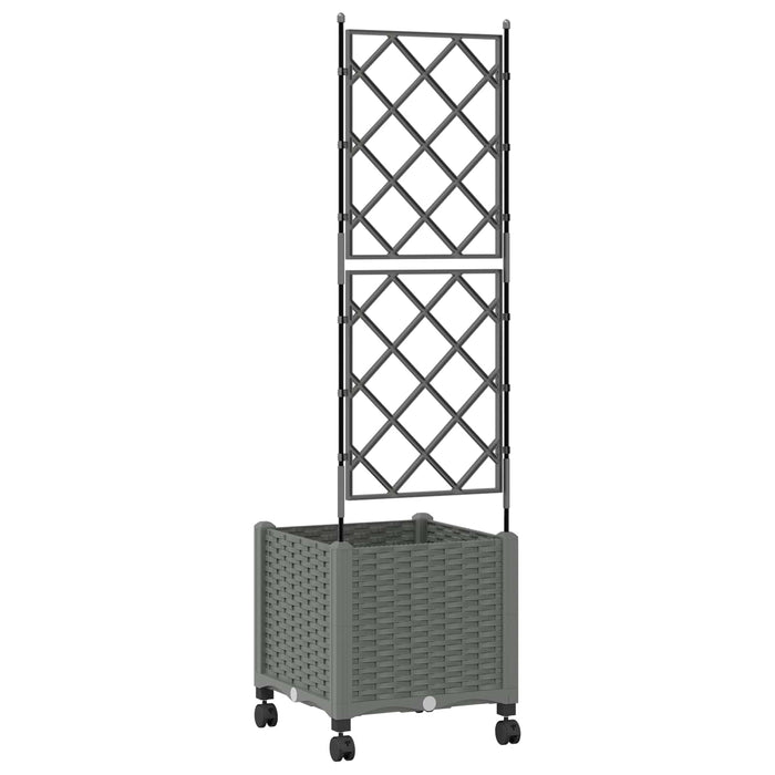 Vază de gradină cu spalier și roți Gri deschis 40 x 40 x 149 cm - WALTI WALTI