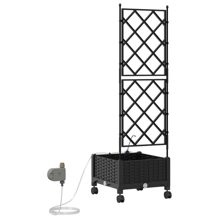 Ghiveci de grădină cu irigație și roți Negru 40 x 40 x 132 cm - WALTI WALTI