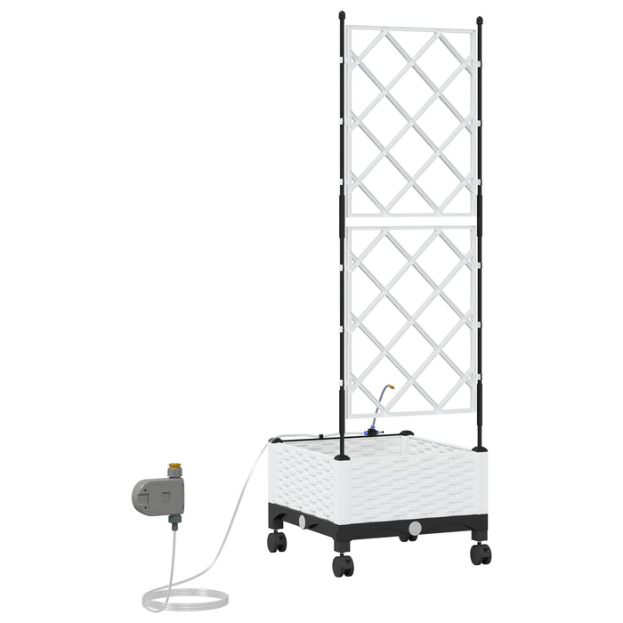 Ghiveci de grădină cu irigație și roți Alb 40 x 40 x 132 cm PP - WALTI WALTI