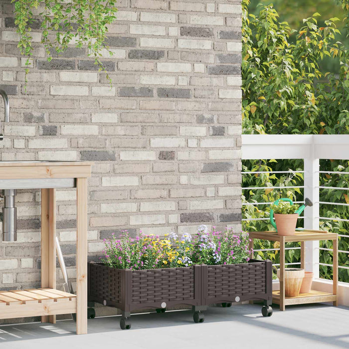 Ghiveci de grădină cu roți Maro 80 x 40 x 29 cm PP WALTI