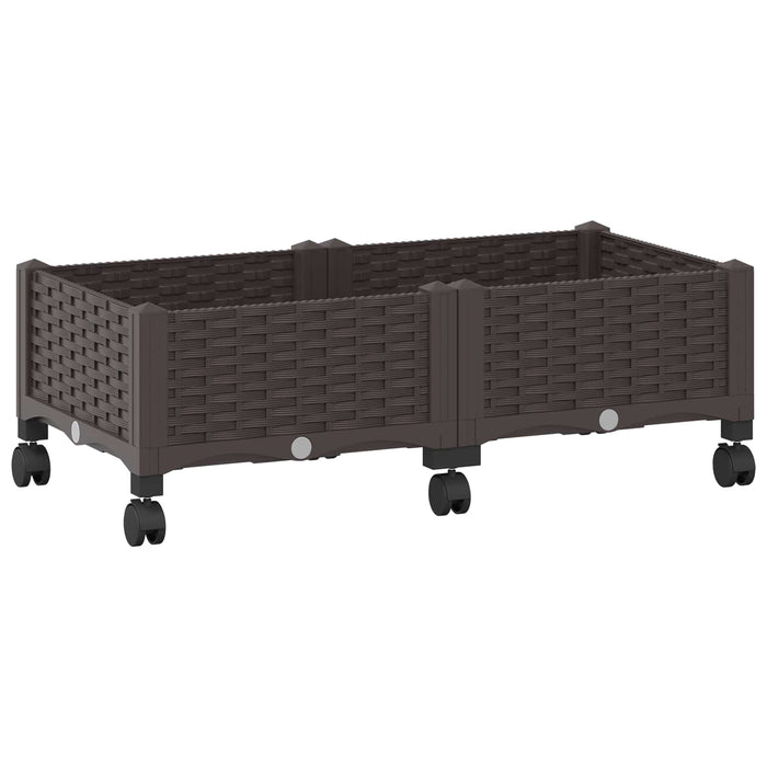 Ghiveci de grădină cu roți Maro 80 x 40 x 29 cm PP WALTI