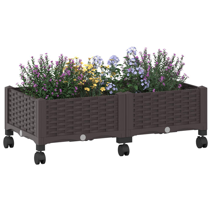 Ghiveci de grădină cu roți Maro 80 x 40 x 29 cm PP WALTI