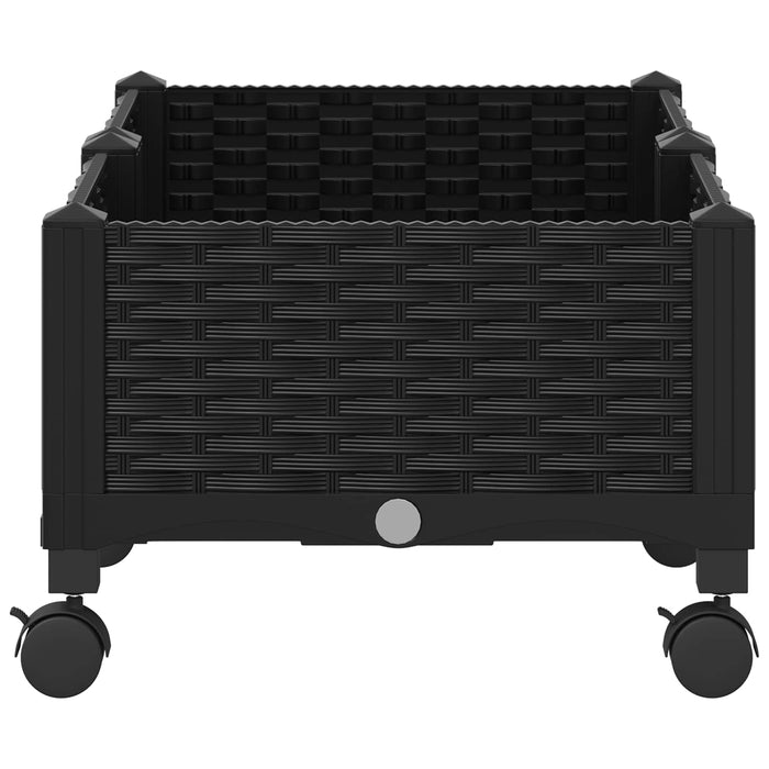 Ghiveci de grădină cu roți Negru 80 x 40 x 29 cm PP WALTI