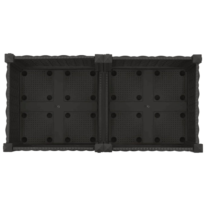 Ghiveci de grădină cu roți Negru 80 x 40 x 29 cm PP WALTI