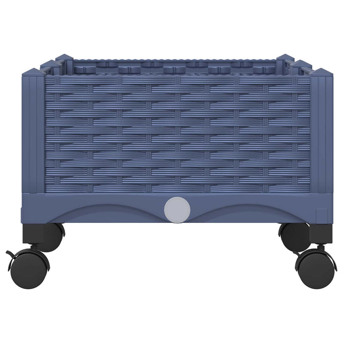 Ghiveci de grădină cu roți Gri Albastru 80 x 40 x 33 cm PP WALTI