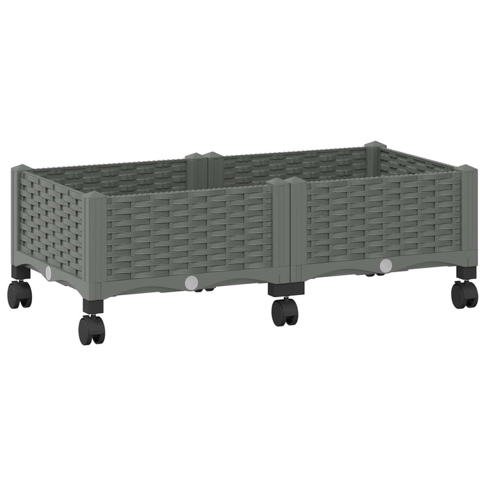Ghiveci de grădină cu roți Gri deschis 80 x 40 x 33 cm PP WALTI