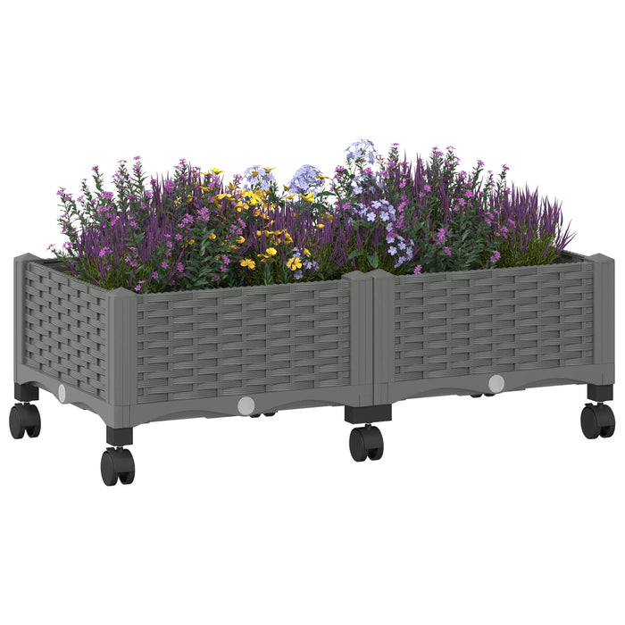Ghiveci de grădină cu roți Gri deschis 80 x 40 x 33 cm PP WALTI