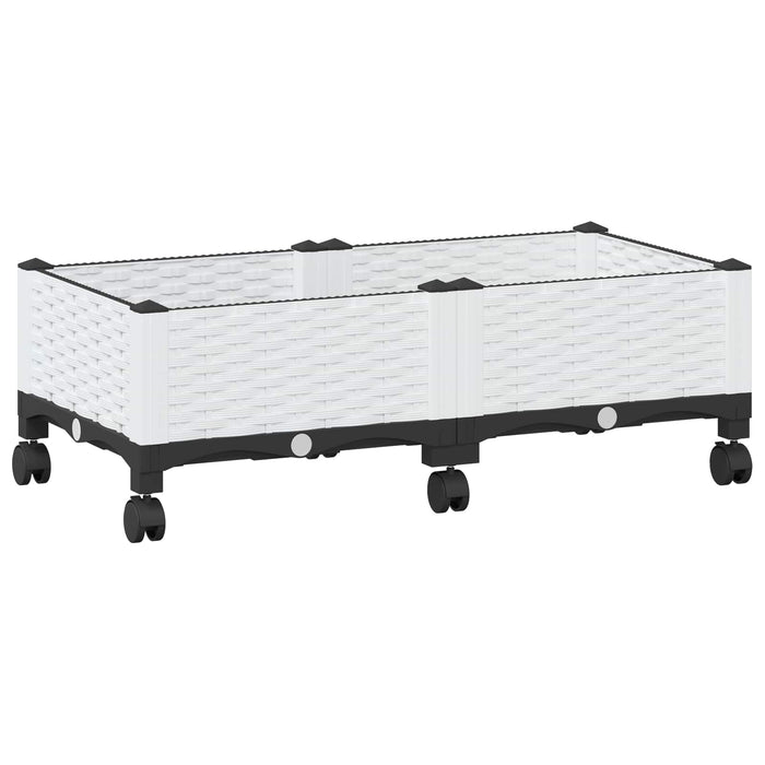 Ghiveci de grădină cu roți Alb 80 x 40 x 33 cm PP WALTI