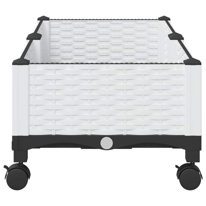 Ghiveci de grădină cu roți Alb 80 x 40 x 33 cm PP WALTI