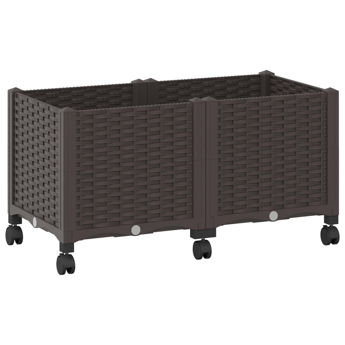Ghiveci de grădină cu roți Maro 80 x 40 x 44 cm PP WALTI