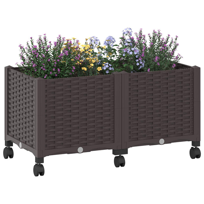 Ghiveci de grădină cu roți Maro 80 x 40 x 44 cm PP WALTI