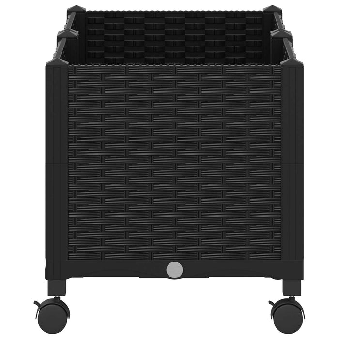 Ghiveci de grădină cu roți Negru 80 x 40 x 44 cm PP WALTI