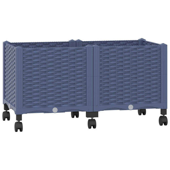 Ghiveci de grădină cu roți Gri Albastru 80 x 40 x 48 cm PP WALTI