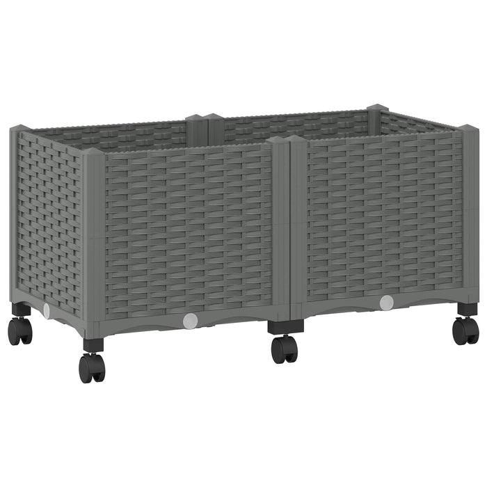 Ghiveci de grădină cu roți Gri deschis 80 x 40 x 48 cm PP WALTI