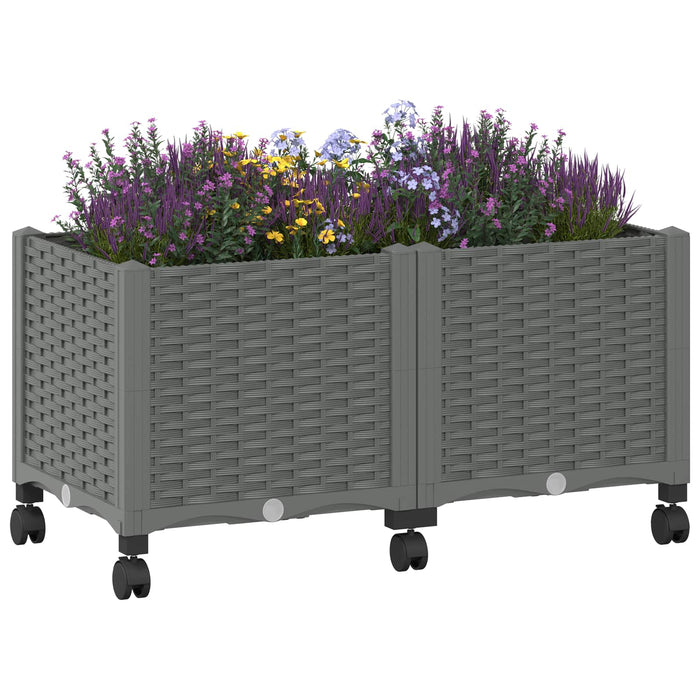 Ghiveci de grădină cu roți Gri deschis 80 x 40 x 48 cm PP WALTI