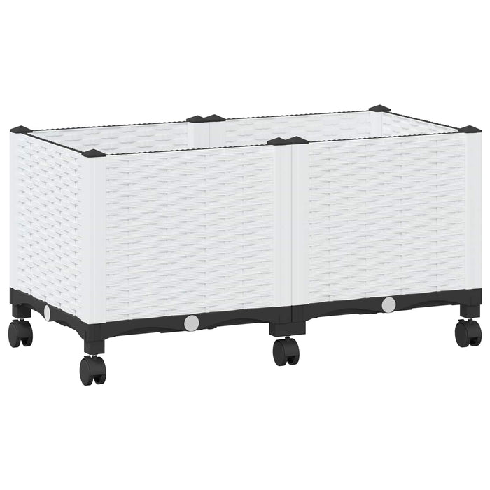 Ghiveci de grădină cu roți Alb 80 x 40 x 48 cm PP WALTI