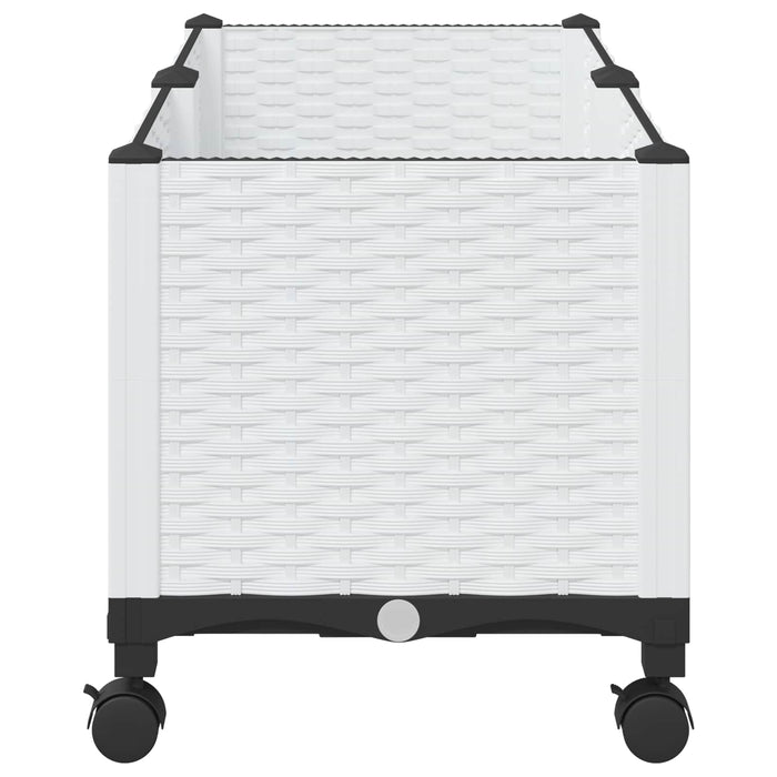 Ghiveci de grădină cu roți Alb 80 x 40 x 48 cm PP WALTI