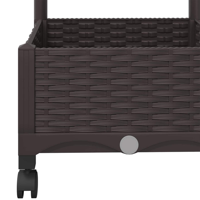Vază de gradină cu spalier și roți Maro 80 x 40 x 131,5 cm PP WALTI
