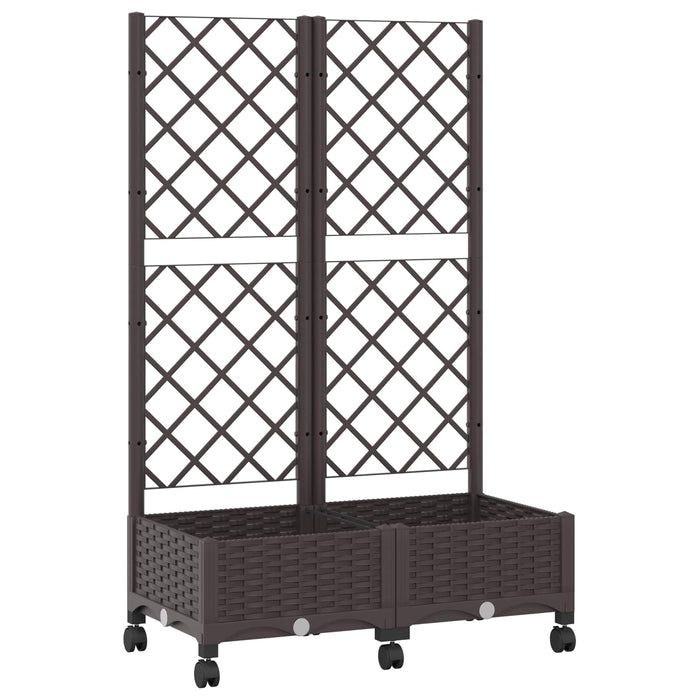 Vază de gradină cu spalier și roți Maro 80 x 40 x 131,5 cm PP WALTI