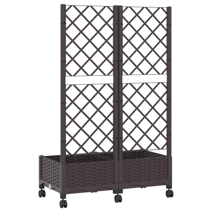 Vază de gradină cu spalier și roți Maro 80 x 40 x 131,5 cm PP WALTI