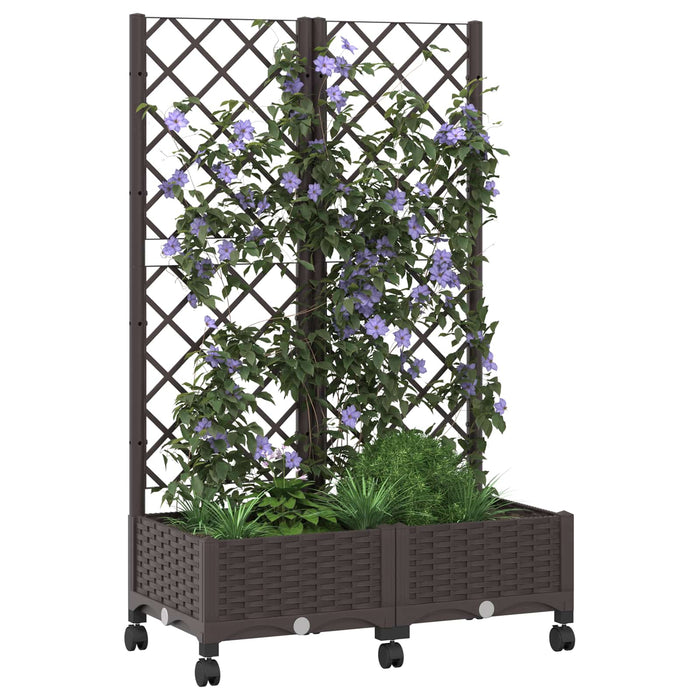 Vază de gradină cu spalier și roți Maro 80 x 40 x 131,5 cm PP WALTI