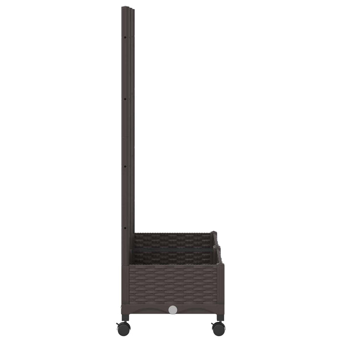 Vază de gradină cu spalier și roți Maro 80 x 40 x 131,5 cm PP WALTI